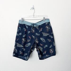 [Patagonia] Tidepool Blue Clean Currents Men's Wavefarer Boardshorts Surf Sz 32